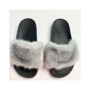 Givenchy Paris genuine fur slipper slides